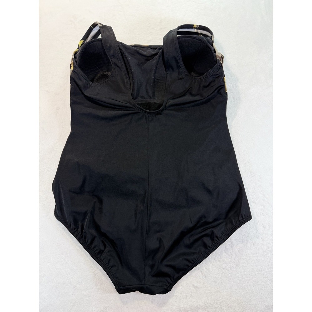 Longitude Women's 20 Swimsuit Black Gold Floral Glam Luxe 1 Piece - Picture 6 of 10